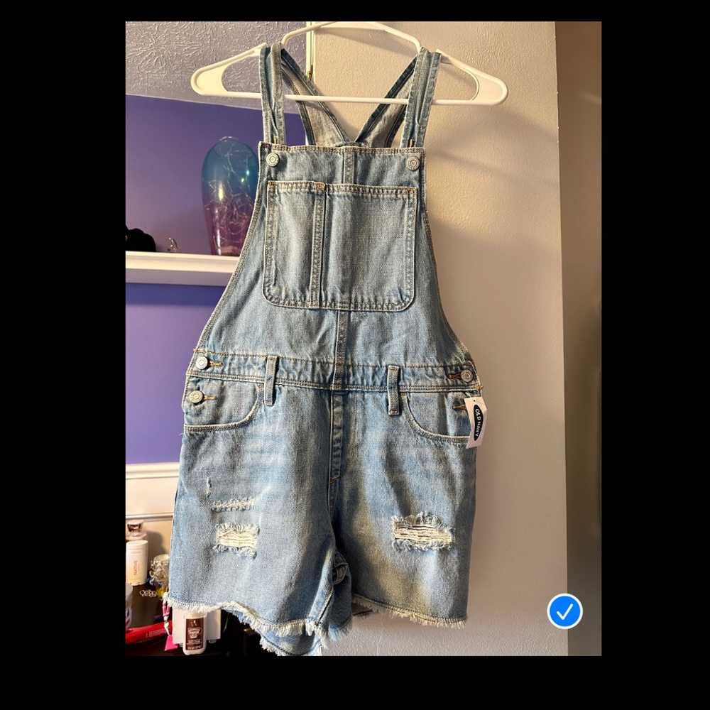 NWT Girls 𝅺Old Navy Overall Denim Light Wash Short Size XL